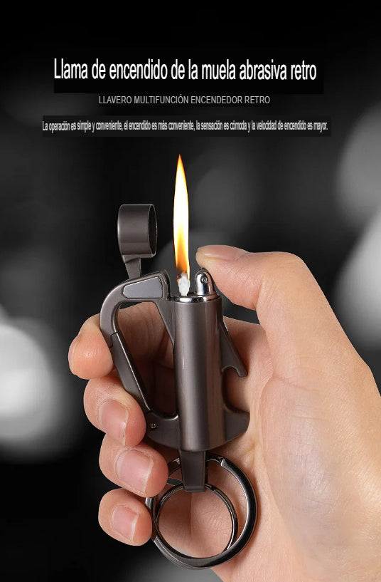 llavero de titaneo pedernal abridor de cervezas