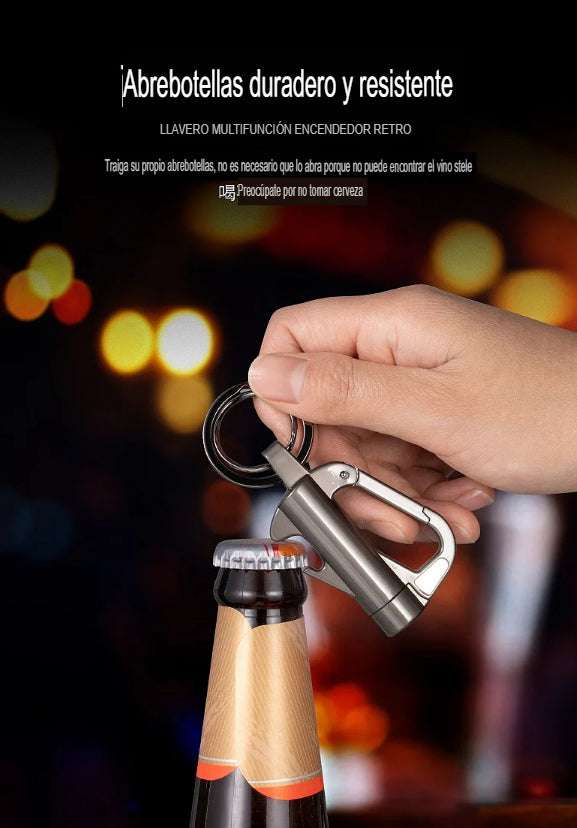 llavero de titaneo pedernal abridor de cervezas