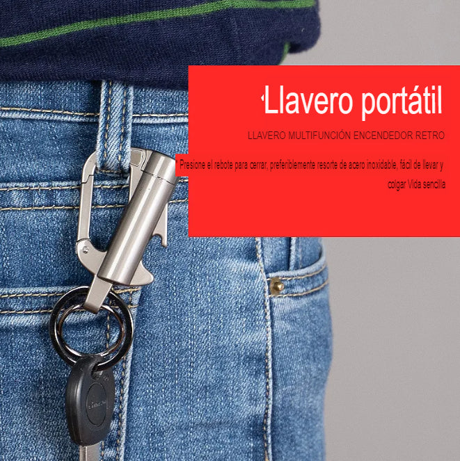 llavero de titaneo pedernal abridor de cervezas
