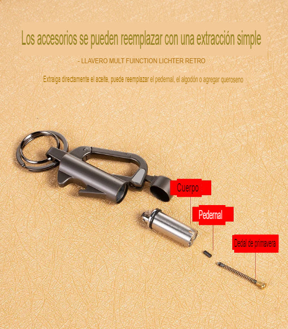 llavero de titaneo pedernal abridor de cervezas