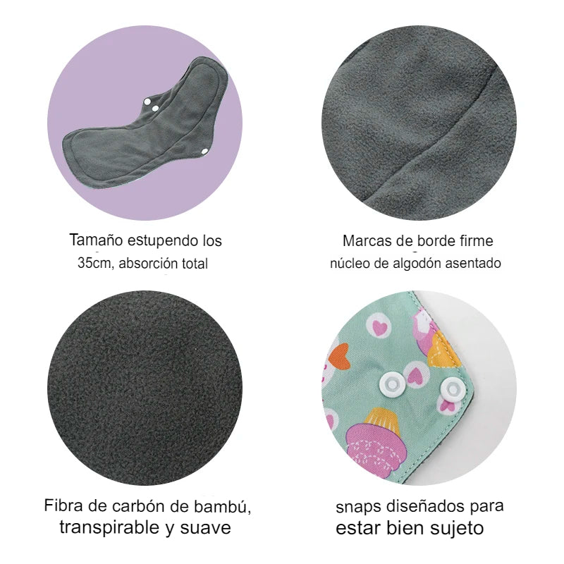 3 Almohadillas reutilizables + Bolsa gratis