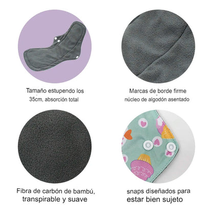 3 Almohadillas reutilizables + Bolsa gratis